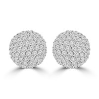 2.35 ct Half Ball Round Cut Diamond Earrings ( G Color SI-1 Clarity) In 14 kt White Gold